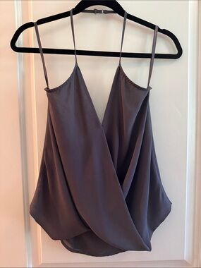 Naked Zebra Draped Spaghetti Strap Cami in Slate